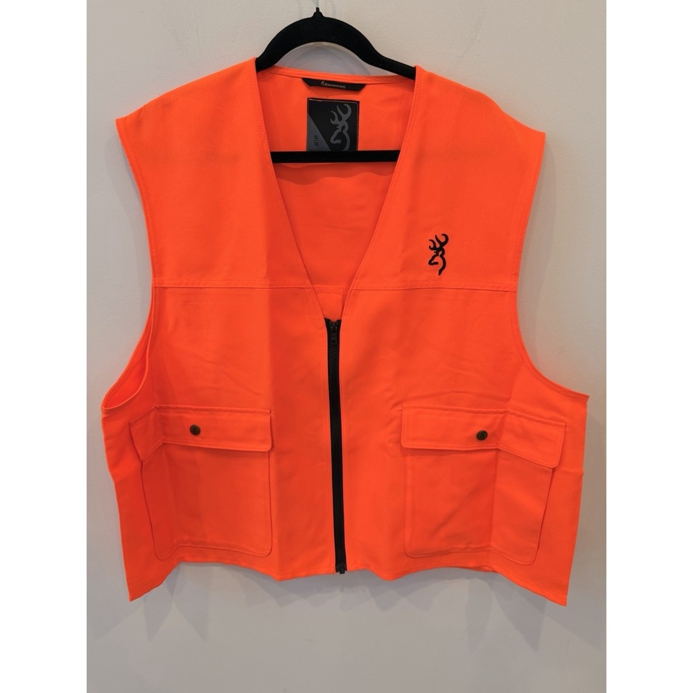 Browning Blaze Orange Hunting Vest XL Zip‎ Front Safety NWOT